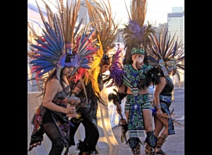 Aztec Dancers add to the sunrise dedication moment for the ceremony