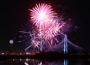 Fireworks seen from Trammell Crow Park